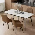 Hawthehome Ergonomischer Esszimmerstuhl mit Armlehnen und Metallbeinen