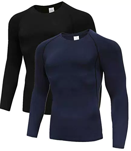 Kompression Langarm Stehkragen Baselayer T-Shirts Herren für Wintersport