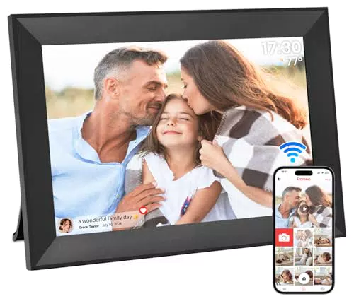 Hesmor Digitaler Bilderrahmen 10,1 Zoll WLAN, 1280x800 HD IPS Touchscreen