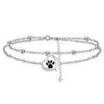 Hifeeled Fußkettchen Damen Silber 925 Doppelkette mit Kugelperlen verstellbar