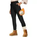 HLTPRO Thermo Jogginghose Damen Thermohose Winter Warme mit Teddy Fleece - Sport Jogginghose Damen Gefütterte mit Taschen Fleece Lined Sweatpants Winterhose Traininghose Freizeithose Dunkelgrau