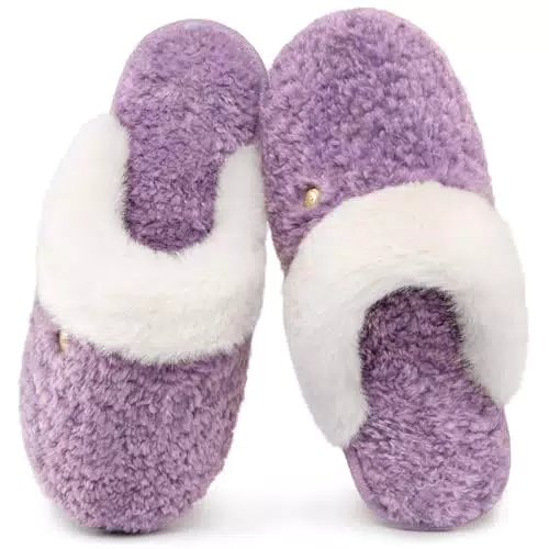 HomeTop Damen Mule Hausschuhe aus Alpakakunststoff – Warme Pantoffeln für Innen und Außen
