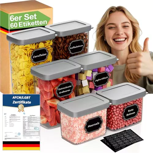 Homhut Luftdichte Vorratsdosen für Mehl, Zucker und Müsli - Aufbewahrungsboxen