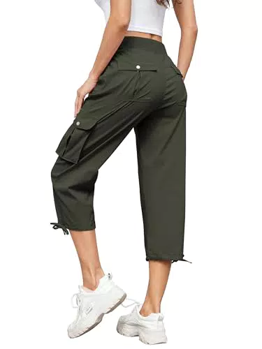 Damen Cargohose 3/4 - Bequeme Stretch Jogginghose für Outdoor und Reisen