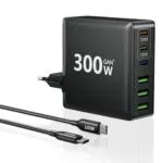 HSSNS 300W USB-C Ladegerät – 6 Port Schnellladegerät für MacBook, iPhone und Samsung