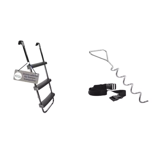 HUDORA Universalleiter – Rutschhemmende Trampolinleiter mit Erdanker-Set