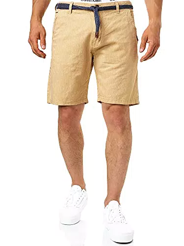 Indicode Enford Herren Shorts aus Baumwolle und Leinen – Bermuda für Männer