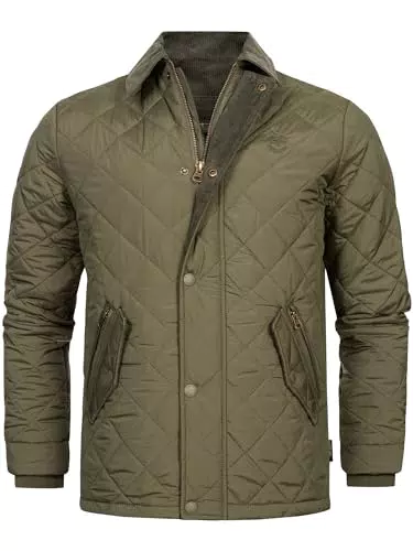 Indicode Herren Steppjacke INAldos mit Cordkragen und Rautensteppung