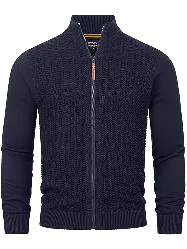 Indicode Herren Strickjacke INCason mit Stehkragen und Reißverschluss