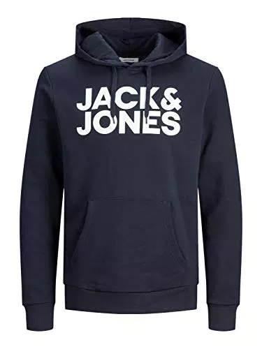 JACK & JONES Herren Jjecorp Logo Sweat Hood Noos Kapuzenpullover Large Print