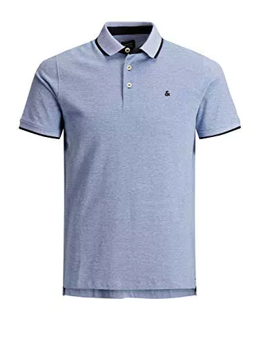 Jack & Jones Herren Slim Fit Polo Shirt JJEPAULOS Uni Sommer Hemd Kragen Kurz Arm Basic Pique Cotton