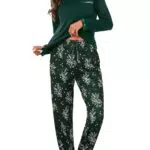 Jahetuul Damen Schlafanzug Langarm Pyjama Baumwolle Lounge Set