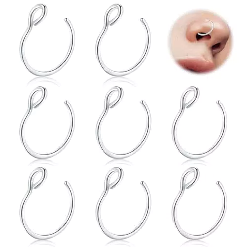 JeiibrZui Fake Nasenpiercing aus Edelstahl – Nasenringe und Ohrstecker für Damen und Herren