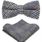 JEMYGINS Herren Fliege aus Wolle und Kaschmir mit Einstecktuch Set für Herbst und Winter