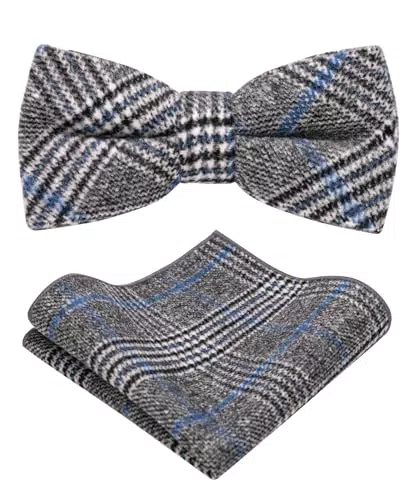 JEMYGINS Herren Fliege aus Wolle und Kaschmir mit Einstecktuch Set für Herbst und Winter