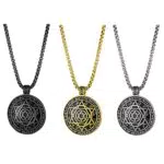 JewelryWe Herren Halskette mit Hexagramm Medaille und Zodiac Charm