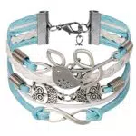 JewelryWe Freundschaftsarmband mit Eule und Infinity Zeichen aus Leder und Legierung