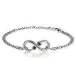 JewelryWe Unendlichkeit Armband Damen mit Herz Zirkonia Charm Fußkette
