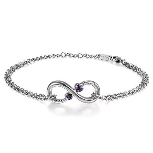 JewelryWe Unendlichkeit Armband Damen mit Herz Zirkonia Charm Fußkette