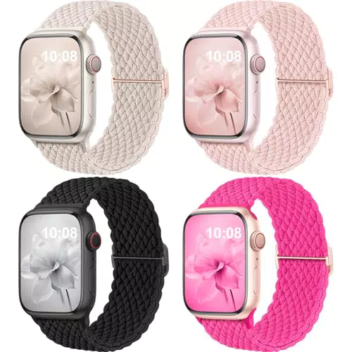 Jiamus Geflochtenes Armband für Apple Watch – Elastisches Solo Loop Armband