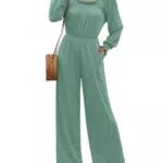 Damen Jumpsuit Sommer mit Rüsche, Hohe Taille und Weitem Bein – Freizeit Overall