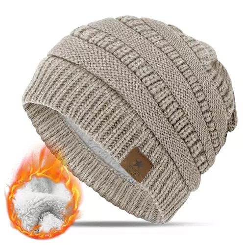 KEECOW Damen Beanie Mütze - Warme Wintermütze mit Weichem Innenfutter für Outdoor