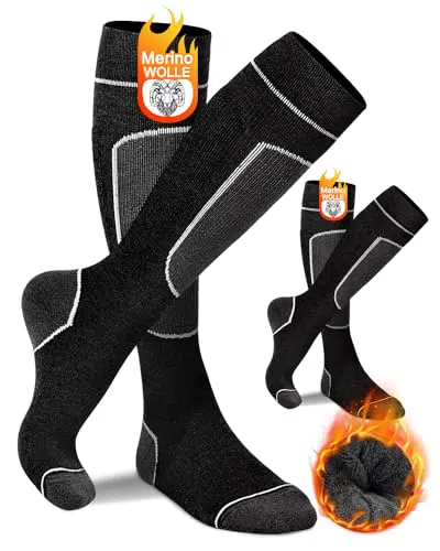 KEECOW Merinowolle Skisocken für Herren – Warme Thermosocken für Outdoor-Sportarten