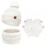Kinder Winter Set: Beanie Mütze, Loop Schal und Touchscreen Handschuhe für 5-8 Jahre