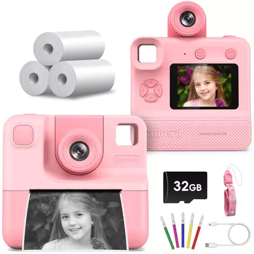 DIAMOOKY Sofortbildkamera 1080P 26MP für Kinder mit 10X Linse und Zubehör