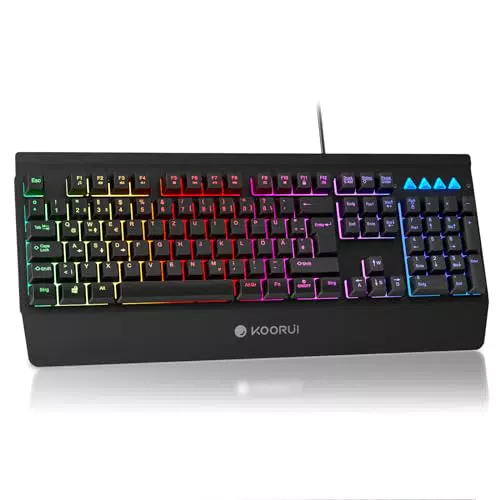 KOORUI Gaming Tastatur Maus Set mit QWERTZ-Layout und Ghosting Schutz