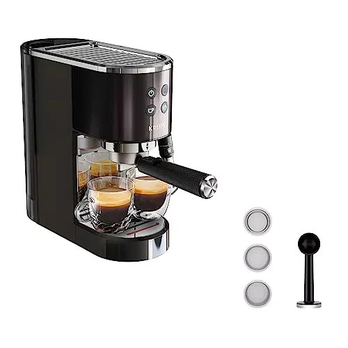 Krups XP444G Virtuoso+ Espresso-Siebträgermaschine mit 15 bar Pumpendruck