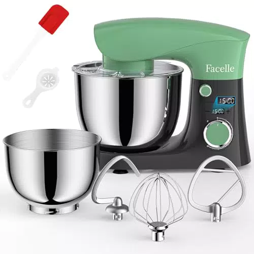 Facelle Küchenmaschine Knetmaschine 1500W mit Rührhaken und Spritzschutz