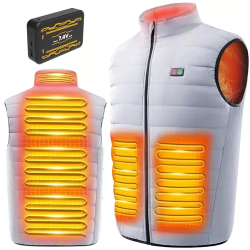 LABEWVI Beheizbare Weste für Damen und Herren mit 12000mAh Powerbank und 3 Temperaturstufen
