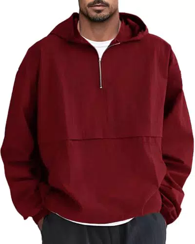 LAOARA Herren Windjacke Langarmshirt Sport Half Zip Hoodie Sweatshirt