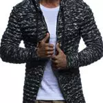 Leif Nelson Strickjacke Herren mit Kapuze und Reißverschluss - Cardigan für Winter