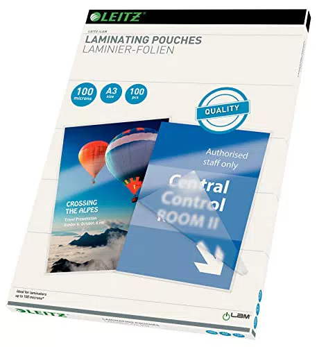 Leitz Heißlaminierfolien A4 125 mic, Hochwertige Laminierfolien im 100er Pack