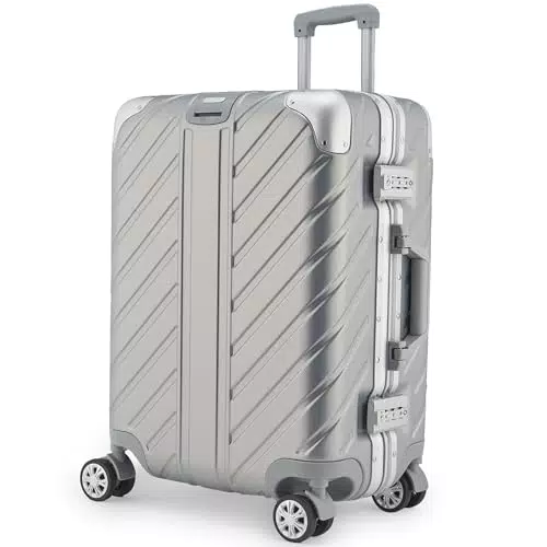LETTOO Hartschalenkoffer 42L - Stabiler Trolley Koffer mit Alu-Rahmen und Eckenschutz