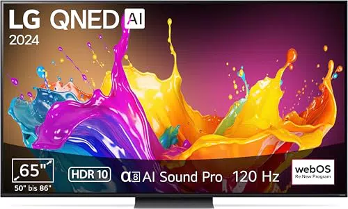 LG QNED86T6A 65" Fernseher mit α8 4K AI-Prozessor, webOS 24, HDR10, 120Hz