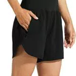 Libin Sporthose Damen Kurz Laufshorts mit Liner und Reißverschlusstaschen
