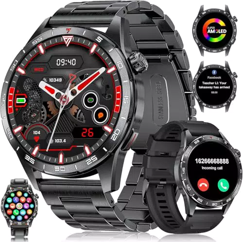 LIGE Smartwatch Herren mit 1,43'' AMOLED, IP68, Bluetooth-Anrufe, 110+ Sportmodi