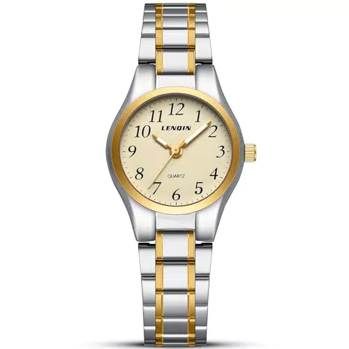 LN LENQIN Damenuhr Edelstahl wasserdicht Klassisch Analog Quarz Uhr