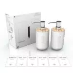 LORESJOY Seifenspender Kunststoff 250ml mit 6 Etiketten für Küche und Bad