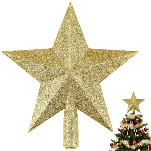 LUOEM Weihnachtsbaumspitze Stern Baumschmuck Glitzernd