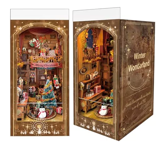 Luuwik Weihnachts-Cottage DIY Buchstützen Kit mit LED-Lichtern für Erwachsene
