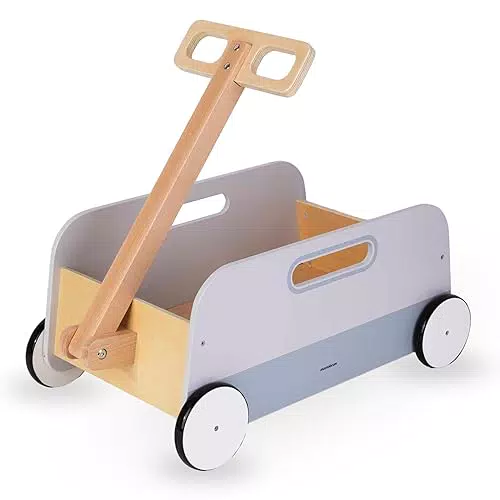 Mamabrum Spielzeugwagen aus Holz – Multifunktionaler Lauflernwagen für Kinder