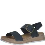 MARCO TOZZI Damen Sandalen flach aus Leder mit Klettverschluss
