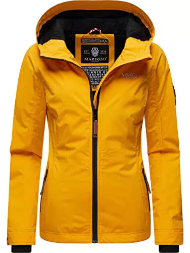 MARIKOO leichte Damen Übergangsjacke kurz Outdoor-Jacke mit Jersey-Innenfutter und großer Kapuze Brombeere Black Gr. XX