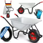 MASKO Schubkarre Bauschubkarre Gartenschubkarre 100 Liter bis 250kg Luftreifen mit Stahlfelge verzinkt Stahlrahmen Garten Karre Schiebkarre Transportkarre