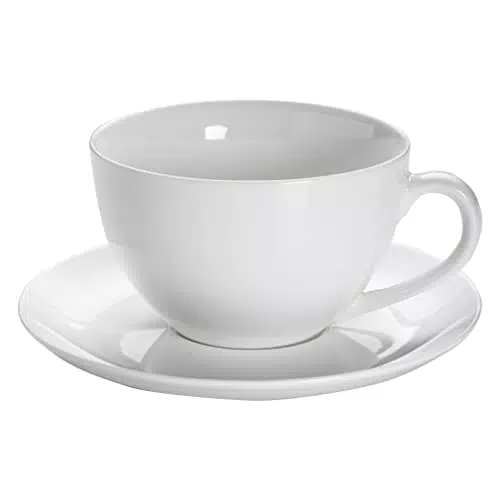 Maxwell & Williams Jumbo-Tasse mit Untertasse – Serie Round – Porzellan Becher