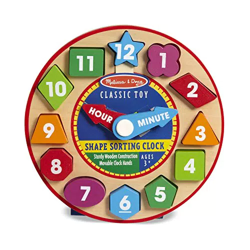 Melissa & Doug Holzuhr zum Sortieren von Formen – Lernspielzeug für Kinder